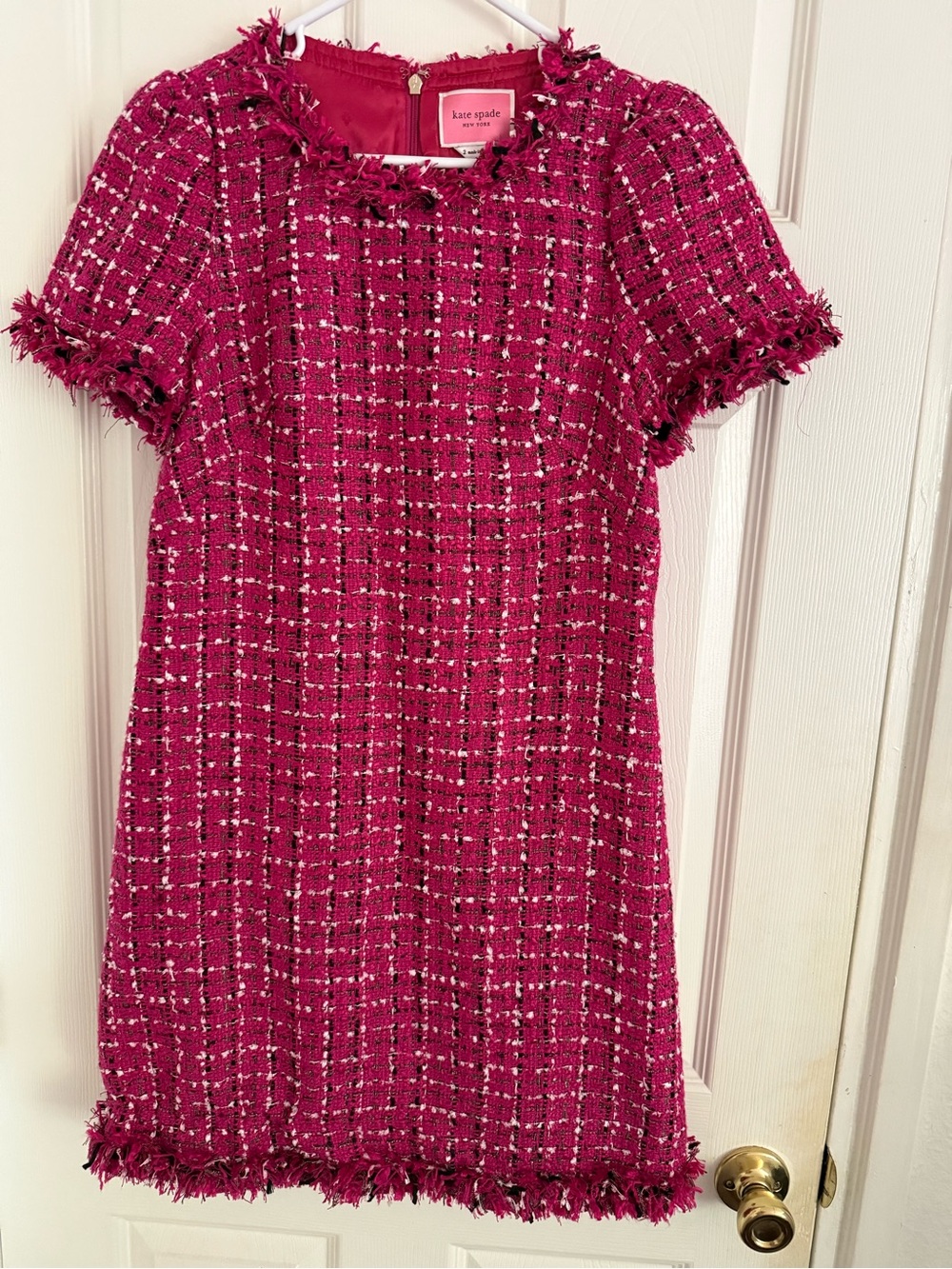 kate spade Festival Pink Tweed Mini Dress-Sz 2 - Picture 4 of 5